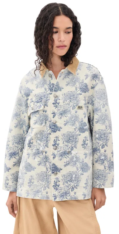 R13 Relaxed Chore Jacket Dustbloom Indigo In Animal Print