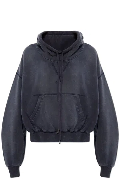 R13 Faded Drawstring Hoodie In Grey