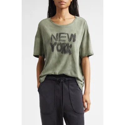 R13 Relaxed Fit Ny Cotton & Cashmere Graphic T-shirt In Green