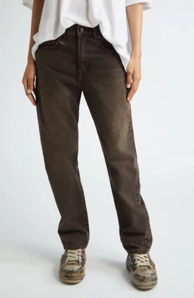 R13 Relaxed Flare Jeans In Chocolate Brown Stretch