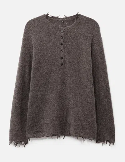 R13 Relaxed Henley Sweater In Brown/ブラウン/브라운/褐色
