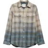 R13 Plaid Shirt Bleached In Gradient Bleached Blue Plaid