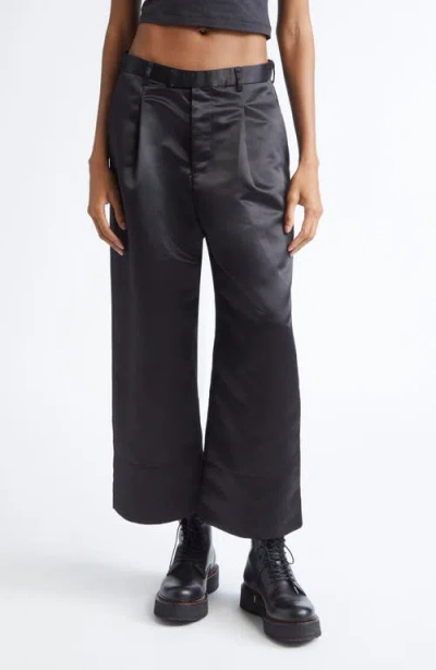 R13 Relaxed Pleated Crop Trousers In Black