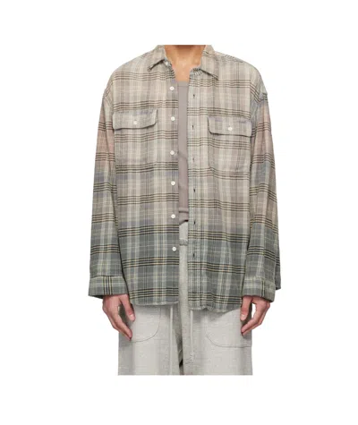 R13 Relaxed Work Shirt In Grad Blchd Blu Plaid