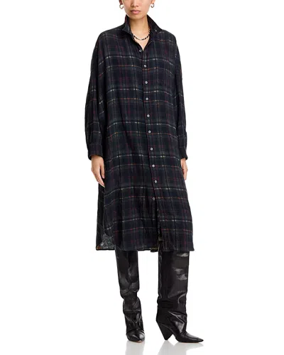R13 Reversible Jumbo Shirtdress In Black