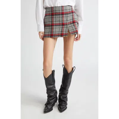 R13 Reversible Raw Cut Cotton & Virgin Wool Miniskirt In Multi
