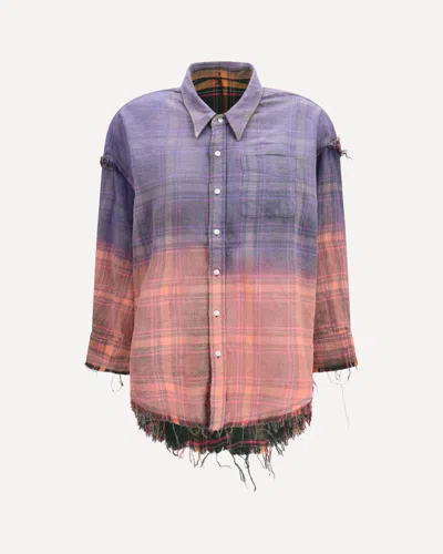 R13 Purple Cotton Pattern Shirt In Multi