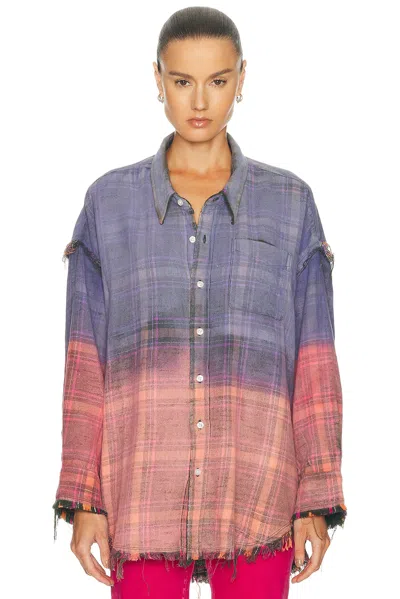 R13 Reversible Shredded Seam Drop Neck Shirt In Multi