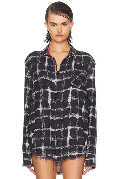 R13 Reversible Shredded Seam Shirt In Black