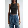 R13 Rib Henley Tank In Washed Black