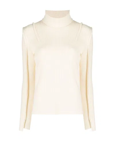 R13 Rib High-necked Wool Sweater In Nude
