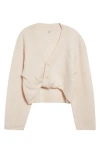 R13 Rib Twisted Hem Cashmere Cardigan In White