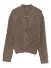 R13 Split Hem Wool Blend Cardigan In Brown