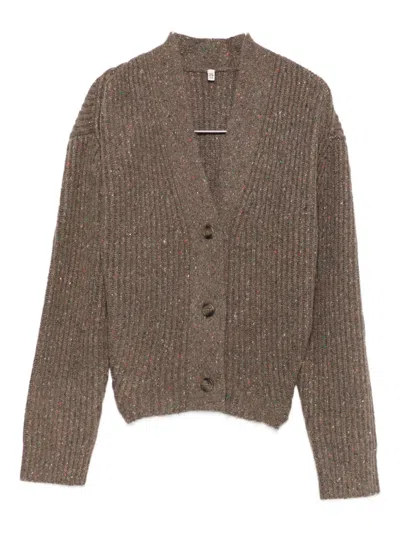 R13 Ribbed Cardigan In Brown