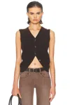 R13 Ribbed Wrap Around Vest In Black