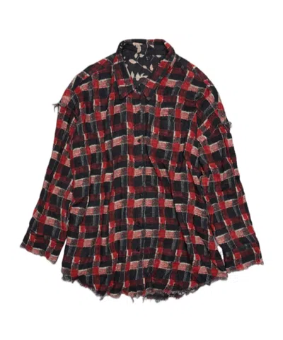 R13 Ripped And Stitched Low-cut Shirt In Black