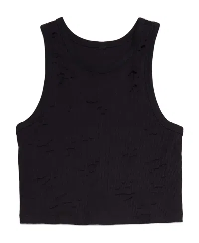 R13 Ripped Cotton Crop Top In Black