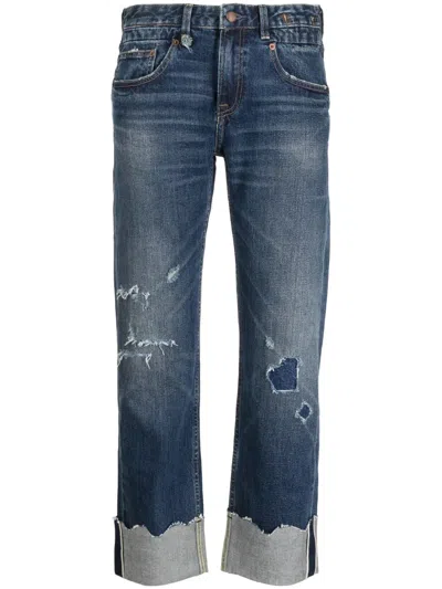 R13 Ripped-detail Straight-leg Jeans In Blue