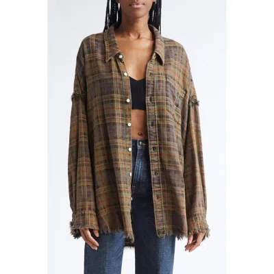 R13 Ripped Merio Wool Boyfrined Cardigan In Black