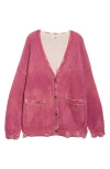 R13 Oversized Cardigan Raspberry Print In Raspberry Print