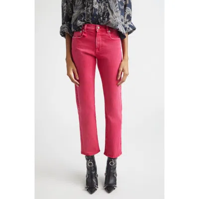 R13 Romeo Distressed Crop Slim Straight Leg Jeans In Pink