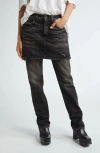 R13 Romeo Double Classic Skirted Straight Leg Jeans In Abbey Black