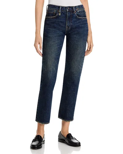 R13 Romeo High Rise Straight Jeans In Hoyt Blue Stretch