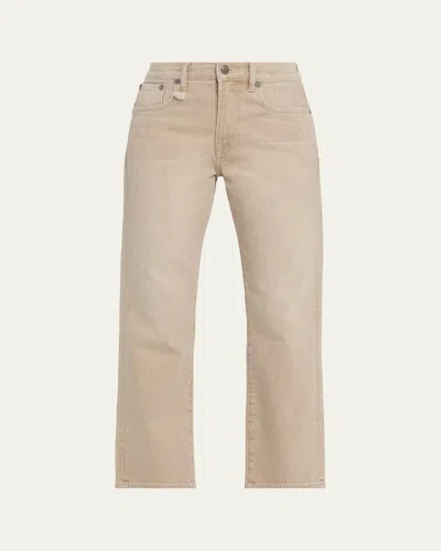 R13 Romeo Straight Cropped Jeans In Brown