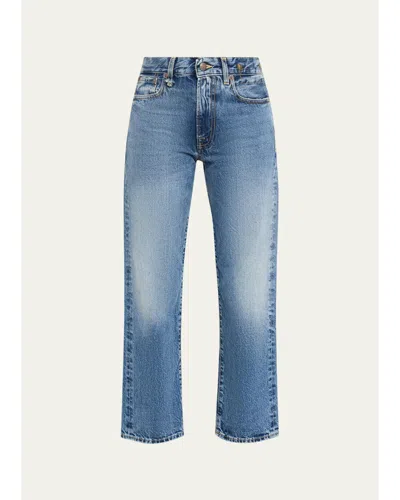 R13 Romeo Straight Cropped Jeans In Blue