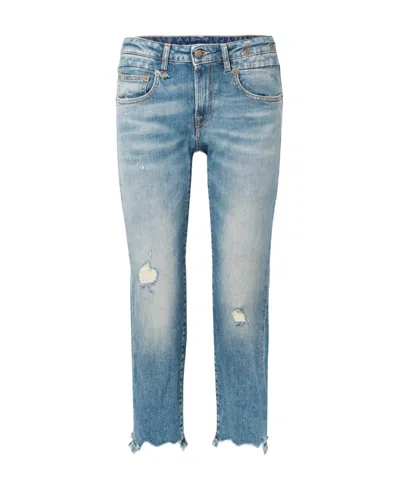 R13 Rough-edged Middle-waist Jeans In Blue