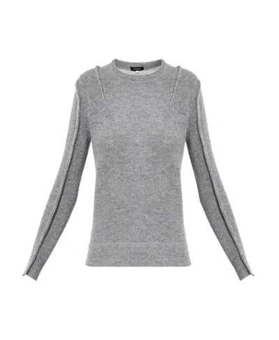 R13 Round Neck Long-sleeved Sweater In Gray