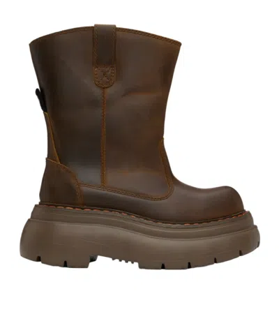 R13 Round Toe Ankle Boots In Brown