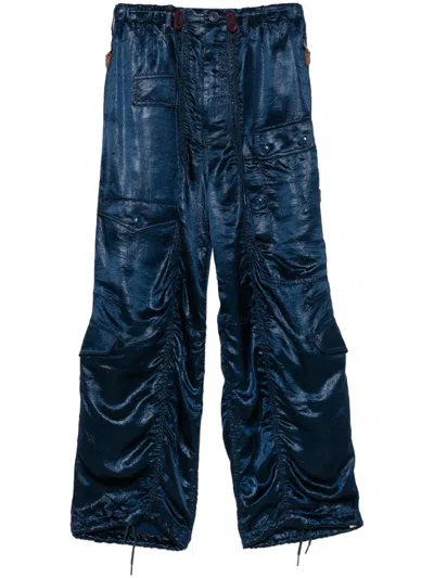 R13 Satin Trousers In Blue