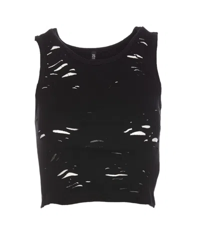 R13 Scoop Neck Ripped Cropped Top In Black