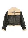 R13 Shearling-collared Belted Jacket In Black