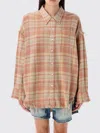 R13 Shredded Seam Drop Neck Plaid Flannel Button-up Shirt In Multi