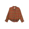 R13 Plaid Shirt With Frayed Hem In Brown