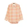 R13 Shredded Seam Drop Neck Plaid Flannel Button-up Shirt