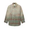R13 Drop-shoulder Work Shirt In Green/neutrals
