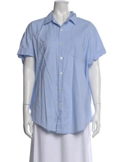 Pre-owned R13 Short Sleeve Button-up Top In Blue
