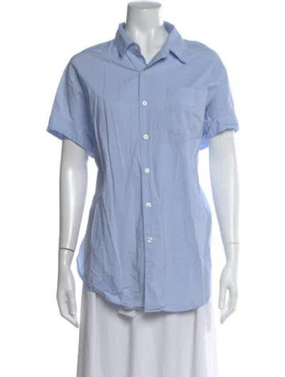 Pre-owned R13 Short Sleeve Button-up Top In Blue