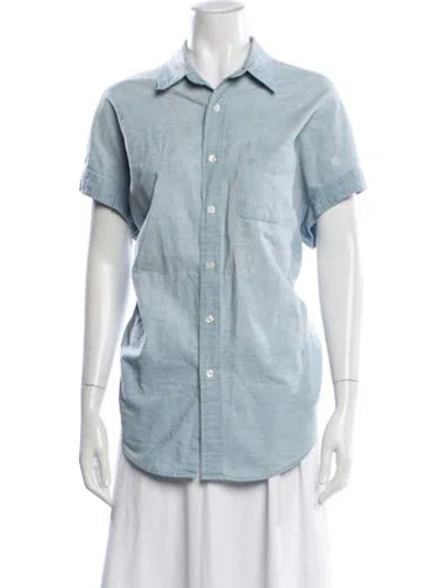 Pre-owned R13 Short Sleeve Button-up Top In Blue