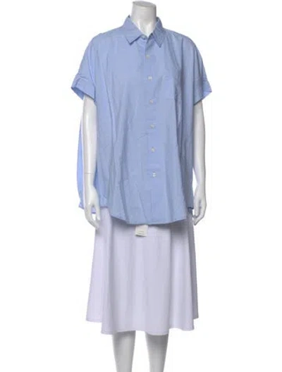Pre-owned R13 Short Sleeve Button-up Top W/ Tags In Blue