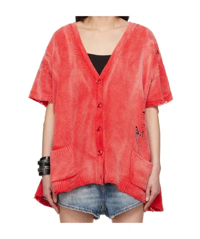 R13 Short-sleeved Cardigan In Red