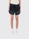 R13 Crossover Asymmetric Distressed Denim Shorts In Black