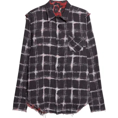 R13 Shredded Seam Drop Neck Reversible Cotton Gauze Button-up Shirt In Multi