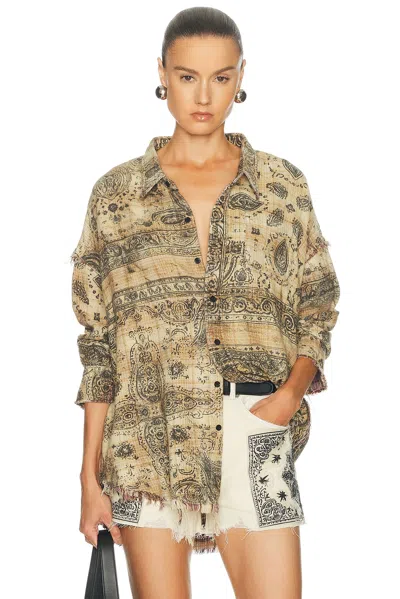R13 Shredded Seam Drop Neck Shirt In Multi