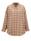 R13 Shredded Seam Plaid Oversize Cotton Flannel Button-up Shirt In Multicolor