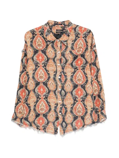 R13 Shredded Seam Patterned Shirt In Multi
