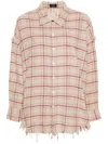 R13 Shredded Seam Plaid Oversize Cotton Flannel Button-up Shirt In Neutrals